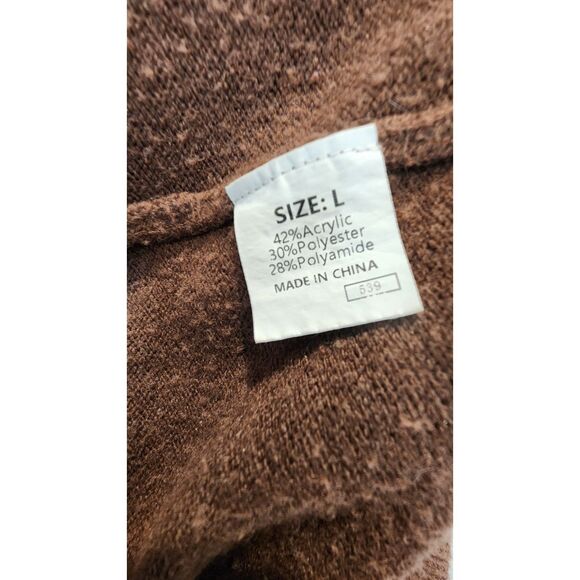 POL Groovy Bloom Floral Oversized V-Neck Knit BOHO Sweater – Chocolate Brown - Picture 3 of 3